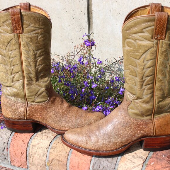 🐘 Tony Lama Tan Elephant Cowboy Boots | Men’s 10.5 D | Black Label - Picture 4 of 10